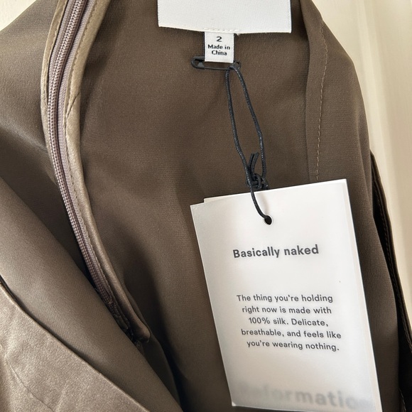 NWT Reformation Chloe Silk Shorts, Olive Brown Morel - Picture 5 of 6